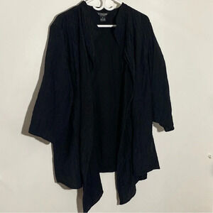 Citron Santa Monica Silk-Cotton  open front black crinkled goth grungy top 1X